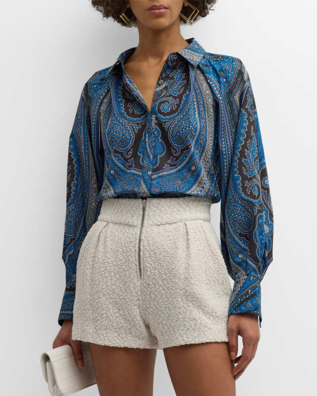 Emerson Paisley-Print Raglan-Sleeve Blous